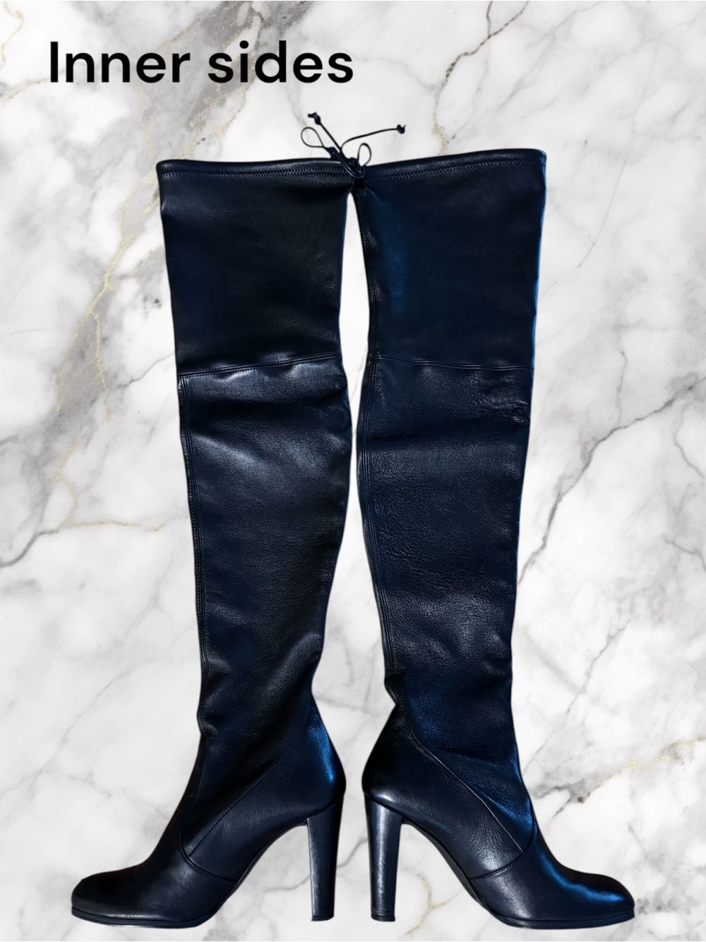 Stuart Weitzman Highland Black Plonge Stretch Leather Over-the-Knee Boots Sz 8.5 - Picture 6 of 13